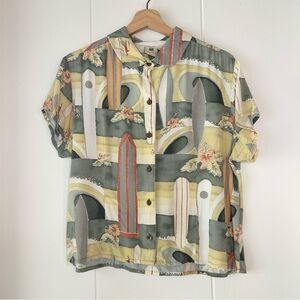 Vintage Kahala Surfboard Print Button-Up Aloha Shirt size L